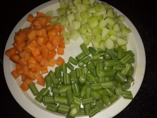 Colorful veggies for Sagu